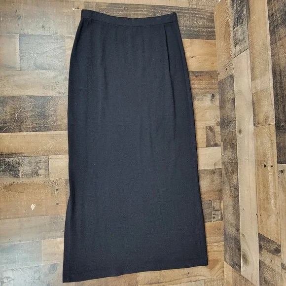 St. John Evening Black Santana Knit Maxi Skirt Side Slit Size 12 Made in USA‎ - Picture 5 of 10